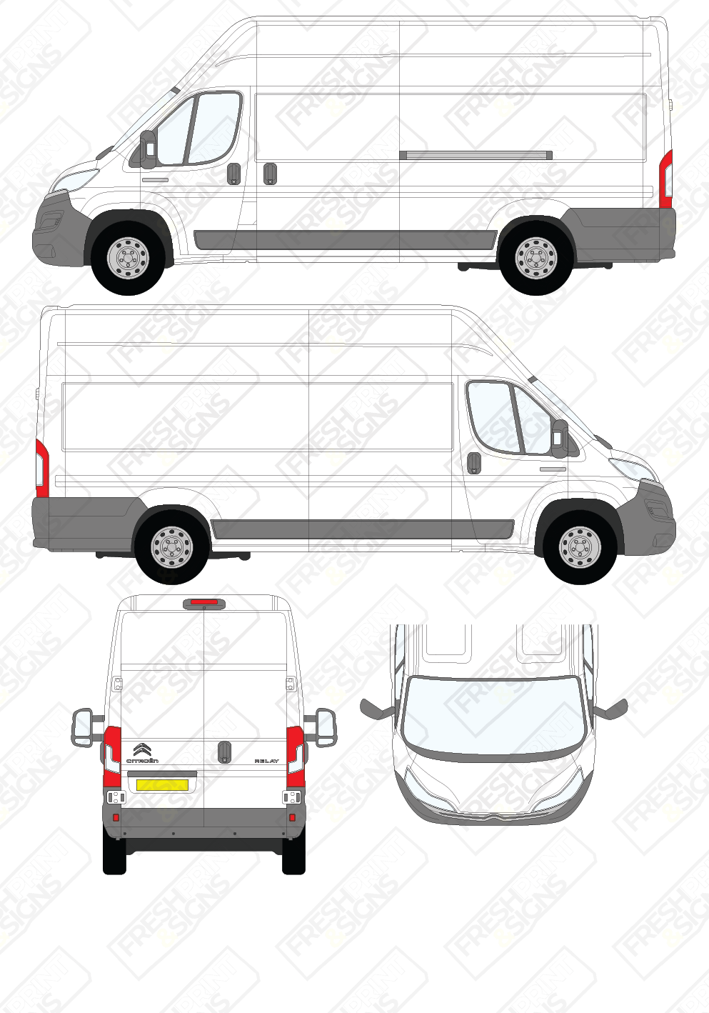 Van Graphics - Citroen | Relay | 2014-2025 | Extra-Long Wheelbase (L4) | High Roof (H3) | Panelled Rear Doors