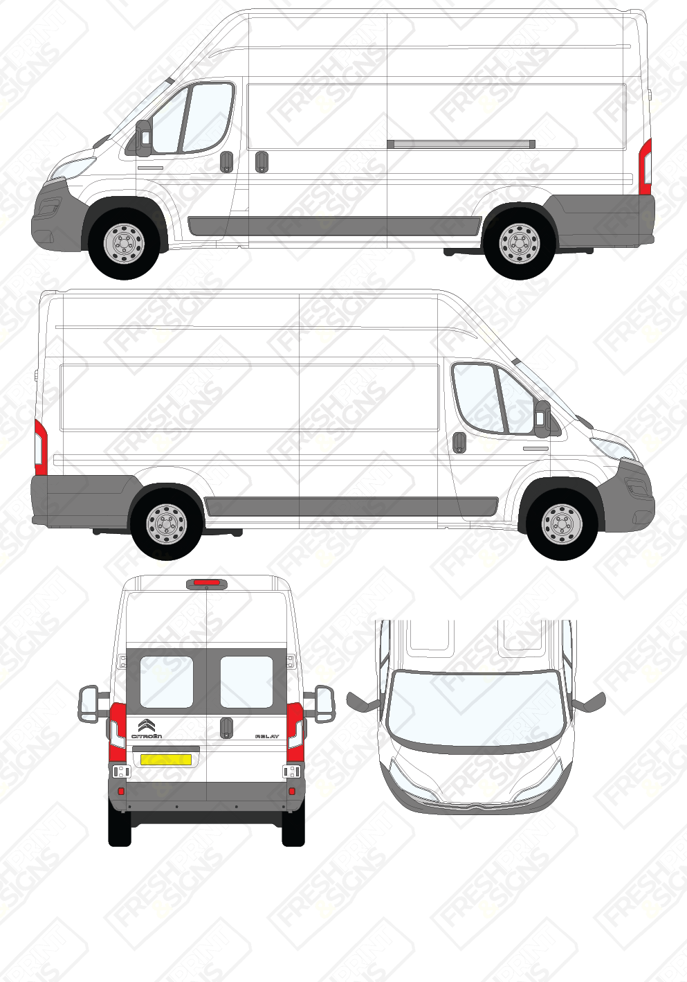 Van Graphics - Citroen | Relay | 2014-2025 | Extra-Long Wheelbase (L4) | High Roof (H3) | With Rear Windows