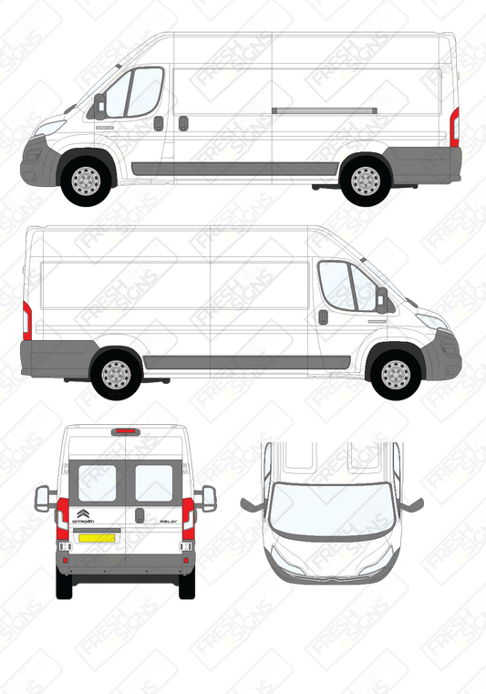 Van Graphics - Citroen | Relay | 2014-2025 | Extra-Long Wheelbase (L4) | Medium Roof (H2) | With Rear Windows