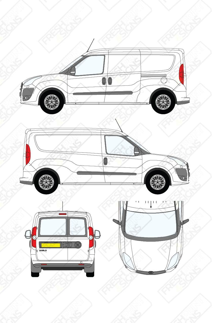 Van Graphics - Fiat | Doblo Cargo | 2010-2015 | Long Wheelbase (L2) | Low Roof (H1) | With Rear Windows