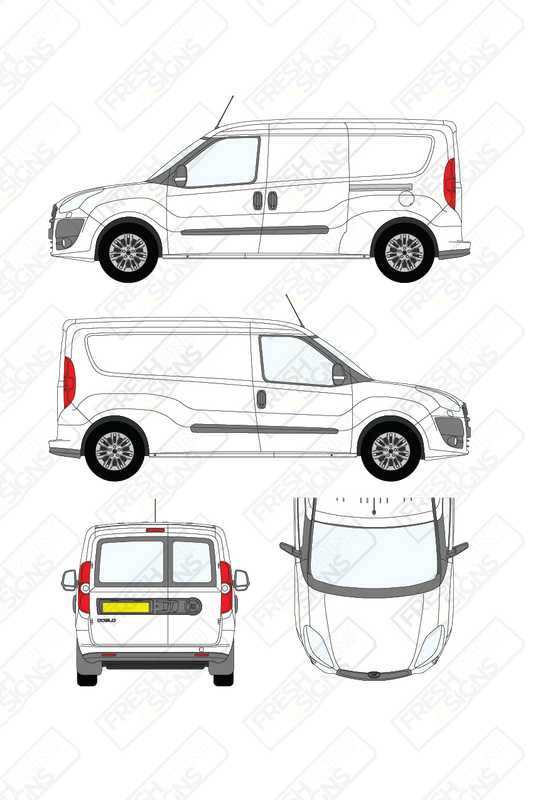 Van Graphics - Fiat | Doblo Cargo | 2010-2015 | Long Wheelbase (L2) | Low Roof (H1) | With Rear Windows