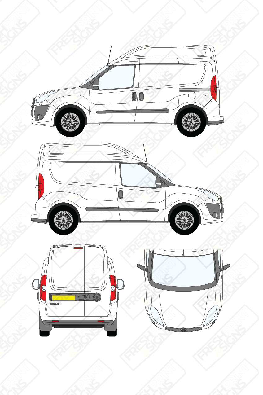 Van Graphics - Fiat | Doblo Cargo | 2010-2015 | Short Wheelbase (L1) | High Roof (H2) | Panelled Rear Doors
