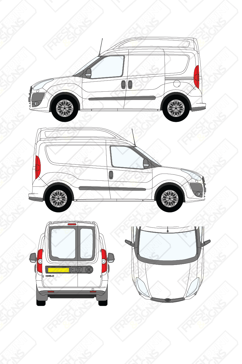 Van Graphics - Fiat | Doblo Cargo | 2010-2015 | Short Wheelbase (L1) | High Roof (H2) | With Rear Windows
