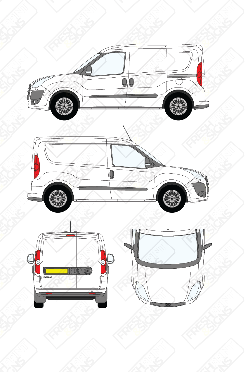 Van Graphics - Fiat | Doblo Cargo | 2010-2015 | Short Wheelbase (L1) | Low Roof (H1) | Panelled Rear Doors
