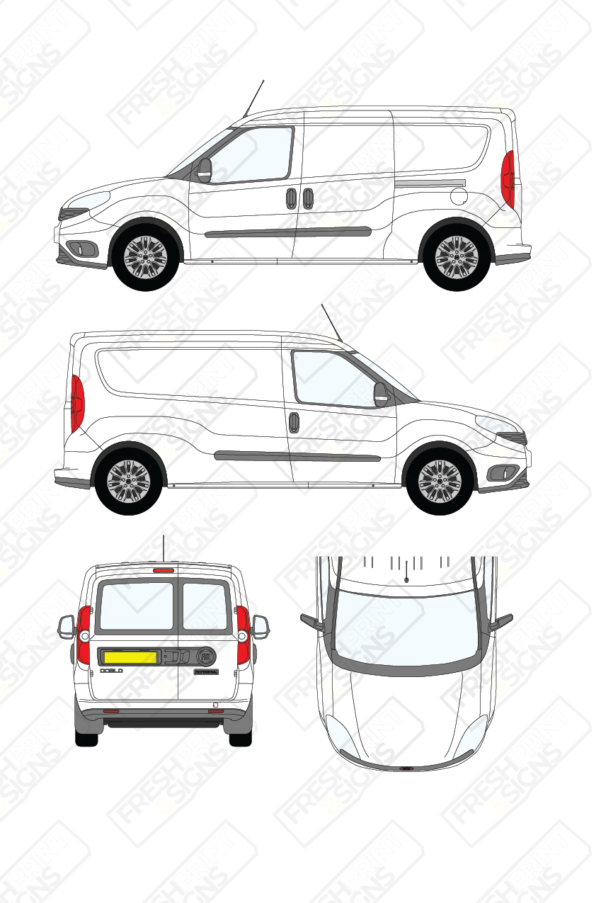 Van Graphics - Fiat | Doblo Cargo | 2015-2022 | Medium Wheelbase (L2) | Low Roof (H1) | With Rear Windows