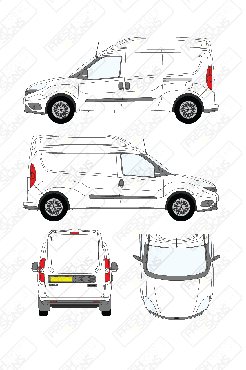 Van Graphics - Fiat | Doblo Cargo | 2015-2022 | Medium Wheelbase (L2) | Medium Roof (H2) | Panelled Rear Doors