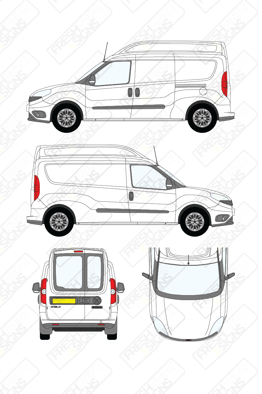 Van Graphics - Fiat | Doblo Cargo | 2015-2022 | Medium Wheelbase (L2) | Medium Roof (H2) | With Rear Windows