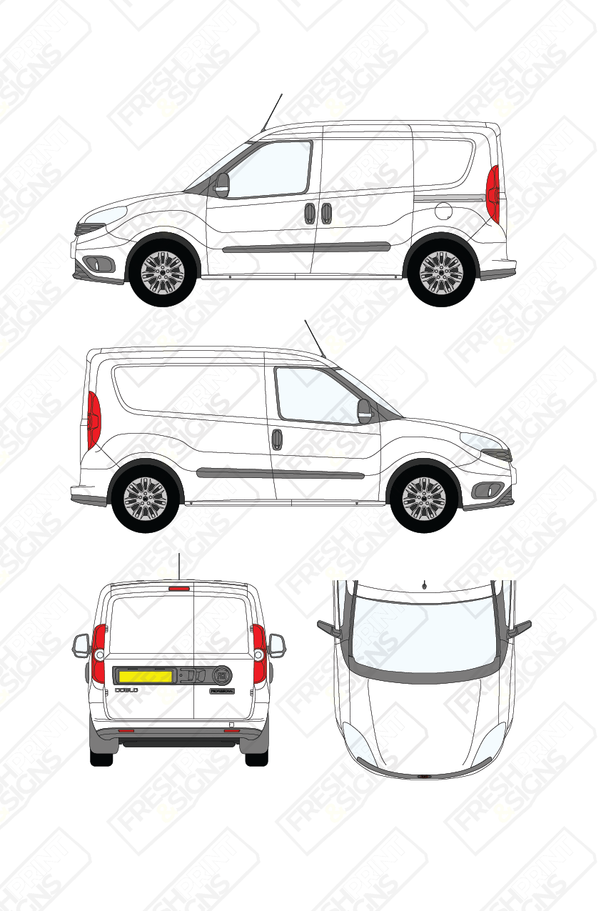 Van Graphics - Fiat | Doblo Cargo | 2015-2022 | Short Wheelbase (L1) | Low Roof (H1) | Panelled Rear Doors