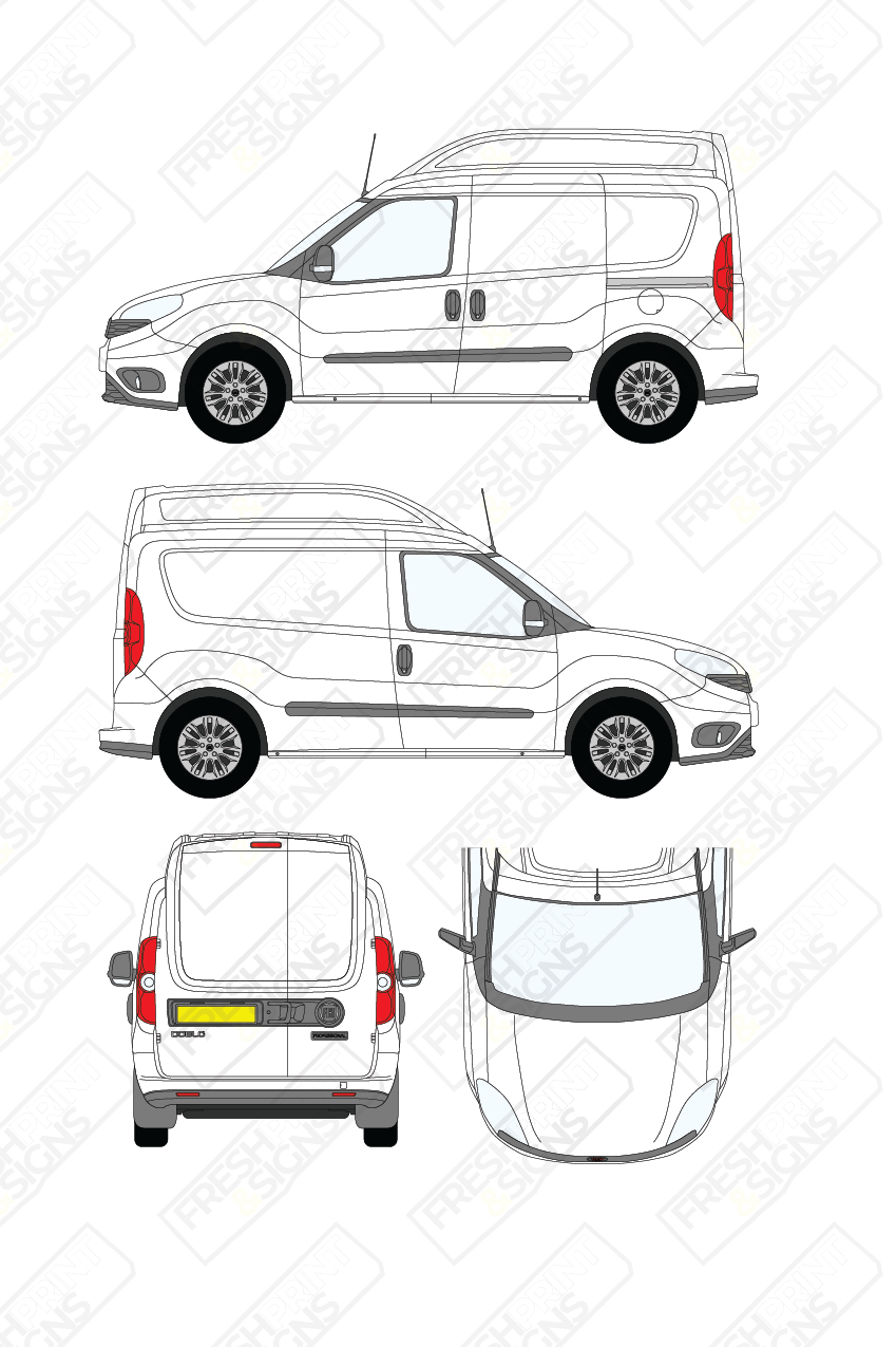 Van Graphics - Fiat | Doblo Cargo | 2015-2022 | Short Wheelbase (L1) | Medium Roof (H2) | Panelled Rear Doors