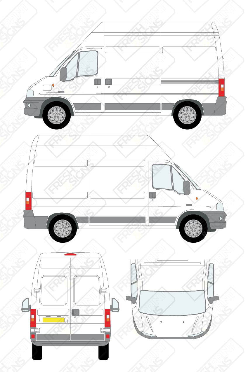 Van Graphics - Fiat | Ducato | 2002-2006 | Medium Wheelbase (L2) | Extra-High Roof (H3) | Panelled Rear Doors