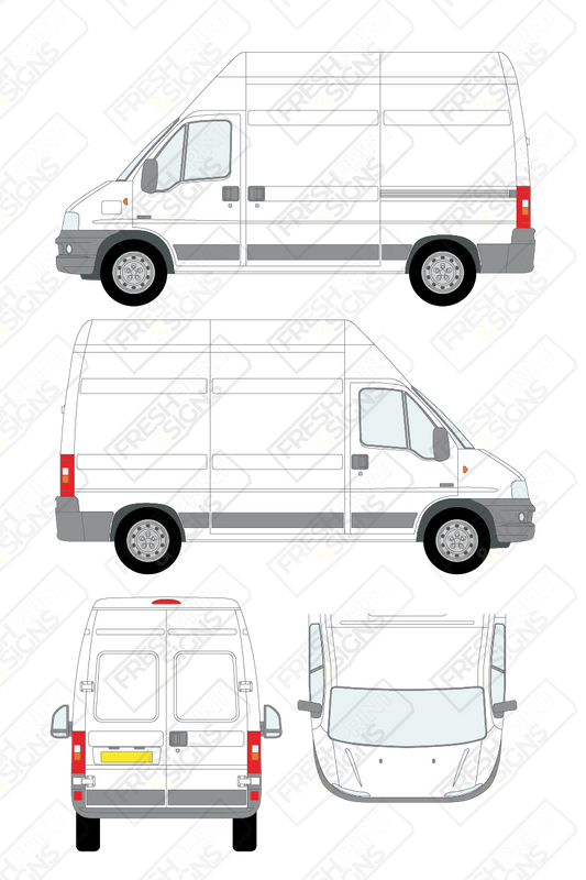 Van Graphics - Fiat | Ducato | 2002-2006 | Medium Wheelbase (L2) | Extra-High Roof (H3) | Panelled Rear Doors