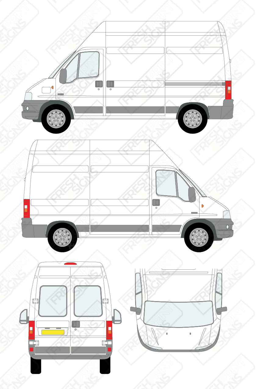 Van Graphics - Fiat | Ducato | 2002-2006 | Medium Wheelbase (L2) | Extra-High Roof (H3) | With Rear Windows