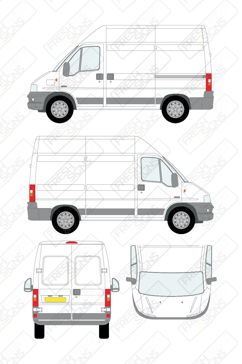 Van Graphics - Fiat | Ducato | 2002-2006 | Short Wheelbase (L1) | High Roof (H2) | Panelled Rear Doors