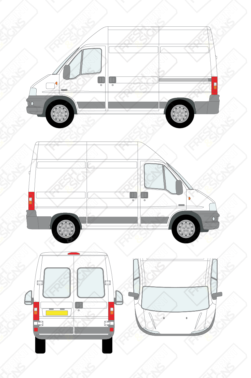 Van Graphics - Fiat | Ducato | 2002-2006 | Short Wheelbase (L1) | High Roof (H2) | With Rear Windows