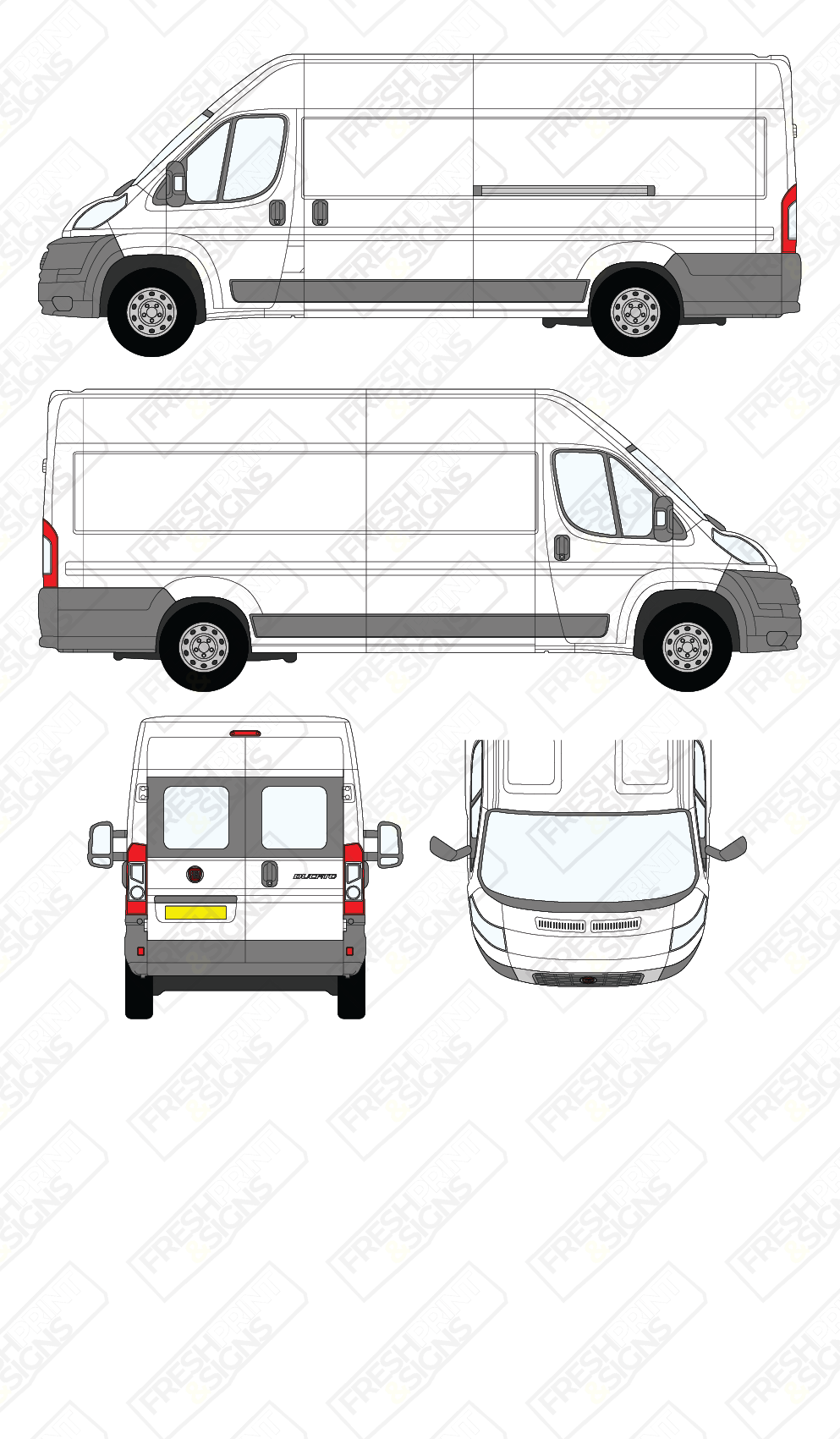 Van Graphics - Fiat | Ducato | 2006-2014 | Extra-Long Wheelbase (L4) | Medium Roof (H2) | With Rear Windows