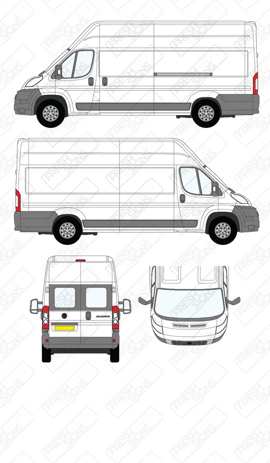 Van Graphics - Fiat | Ducato | 2006-2014 | Extra-Long Wheelbase (L4) | High Roof (H3) | With Rear Windows