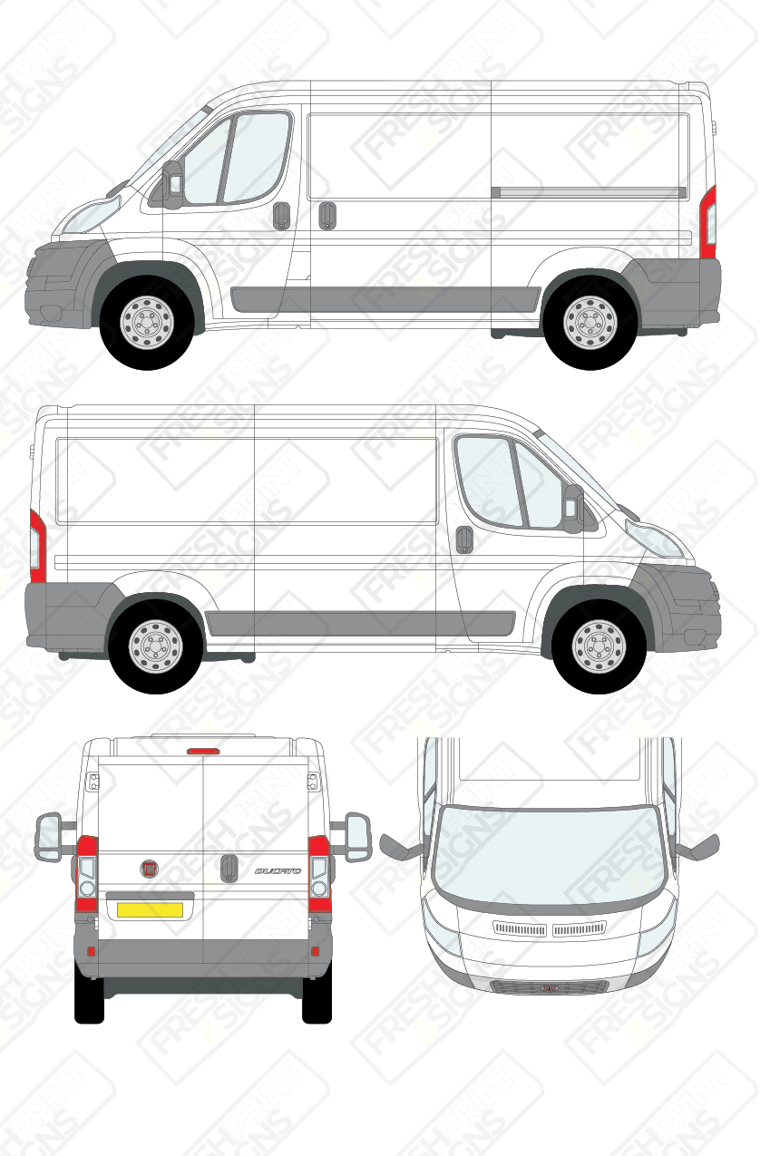 Van Graphics - Fiat | Ducato | 2006-2014 | Medium Wheelbase (L2) | Low Roof (H1) | Panelled Rear Doors