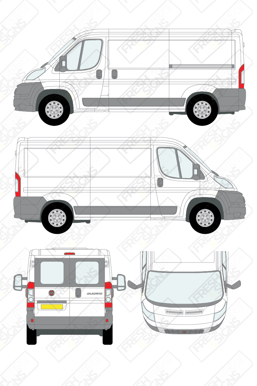 Van Graphics - Fiat | Ducato | 2006-2014 | Medium Wheelbase (L2) | Low Roof (H1) | With Rear Windows