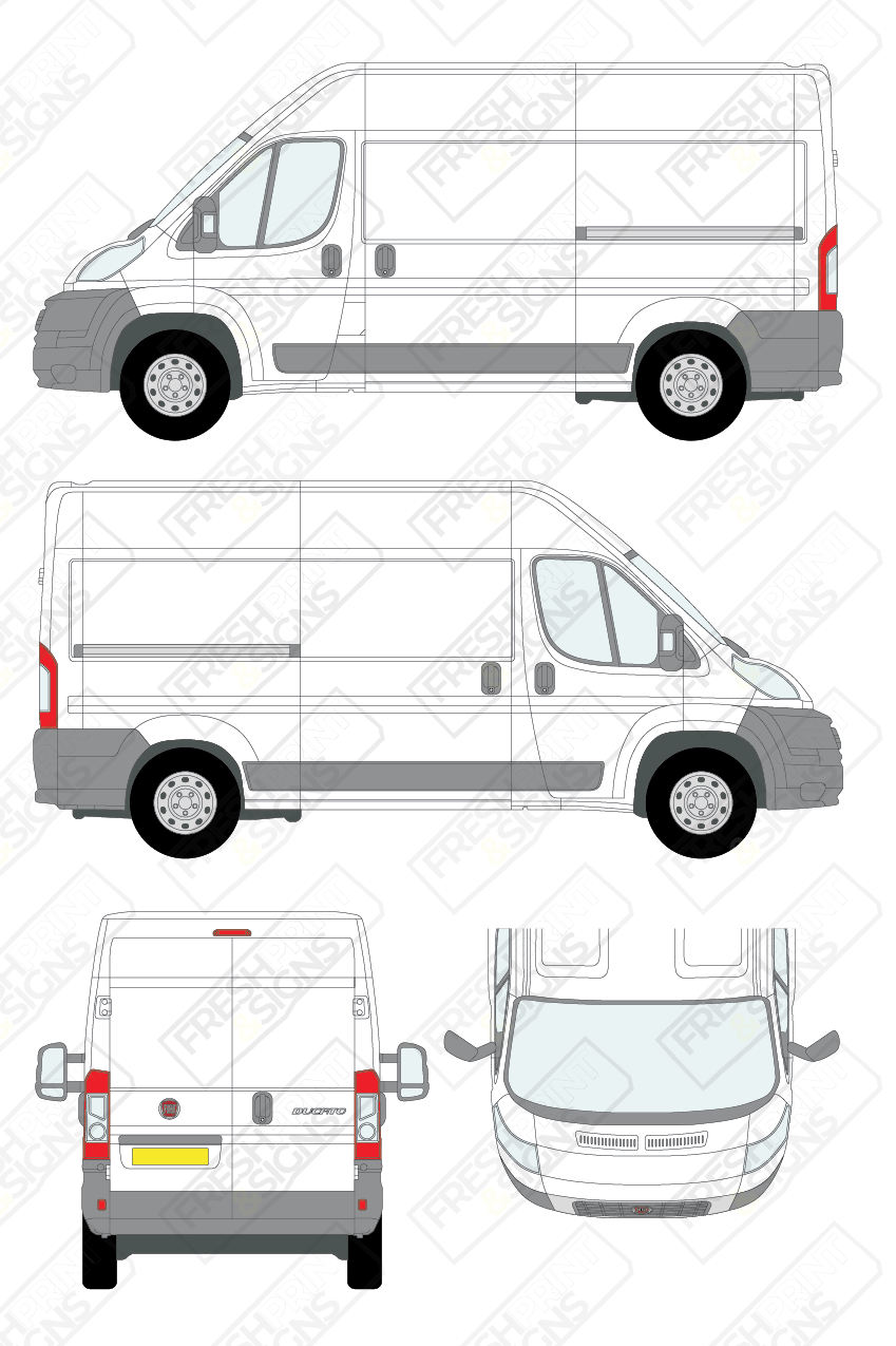 Van Graphics - Fiat | Ducato | 2006-2014 | Medium Wheelbase (L2) | Medium Roof (H2) | Panelled Rear Doors