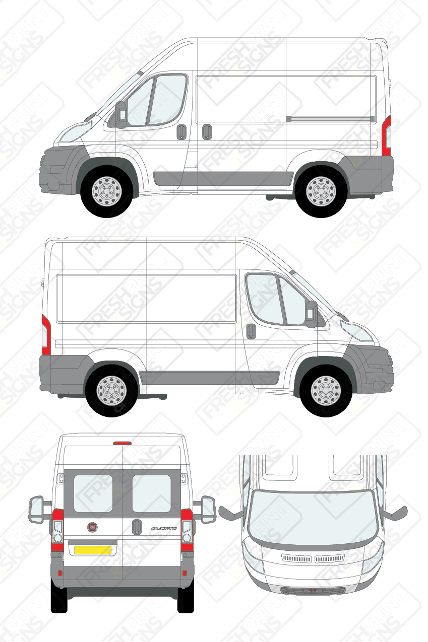 Van Graphics - Fiat | Ducato | 2006-2014 | Short Wheelbase (L1) | Medium Roof (H2) | With Rear Windows