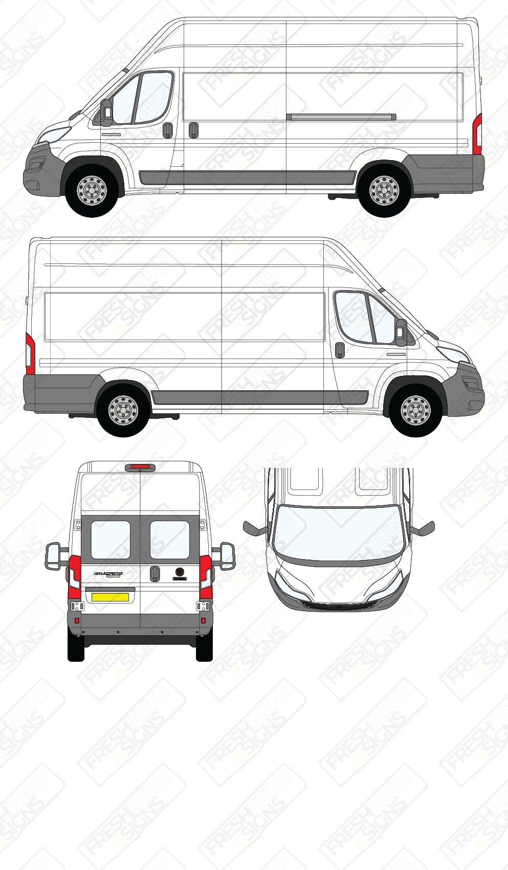 Van Graphics - Fiat | Ducato | 2014-2025 | Extra-Long Wheelbase (L4) | High Roof (H3) | With Rear Windows