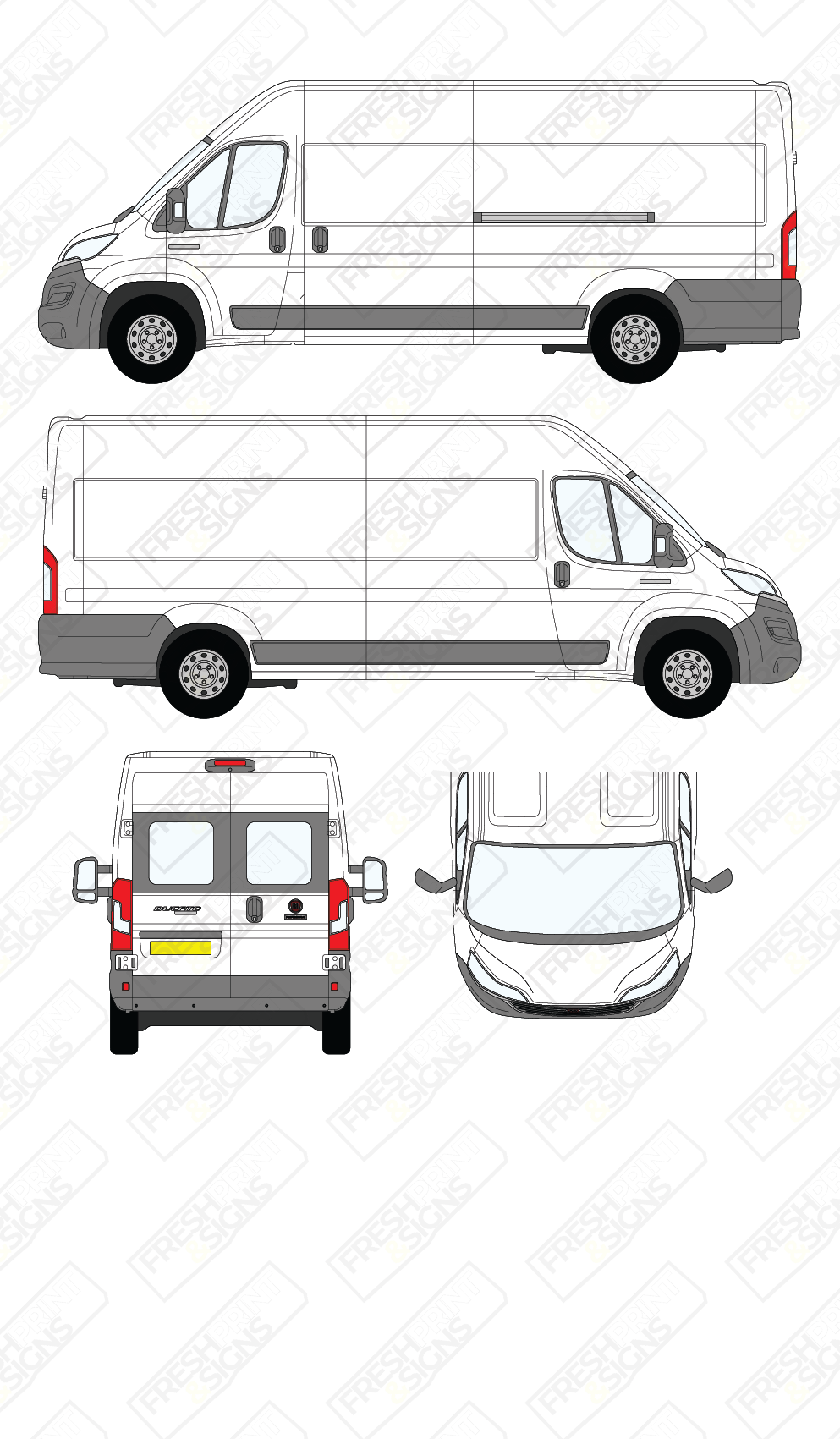 Van Graphics - Fiat | Ducato | 2014-2025 | Extra-Long Wheelbase (L4) | Medium Roof (H2) | With Rear Windows
