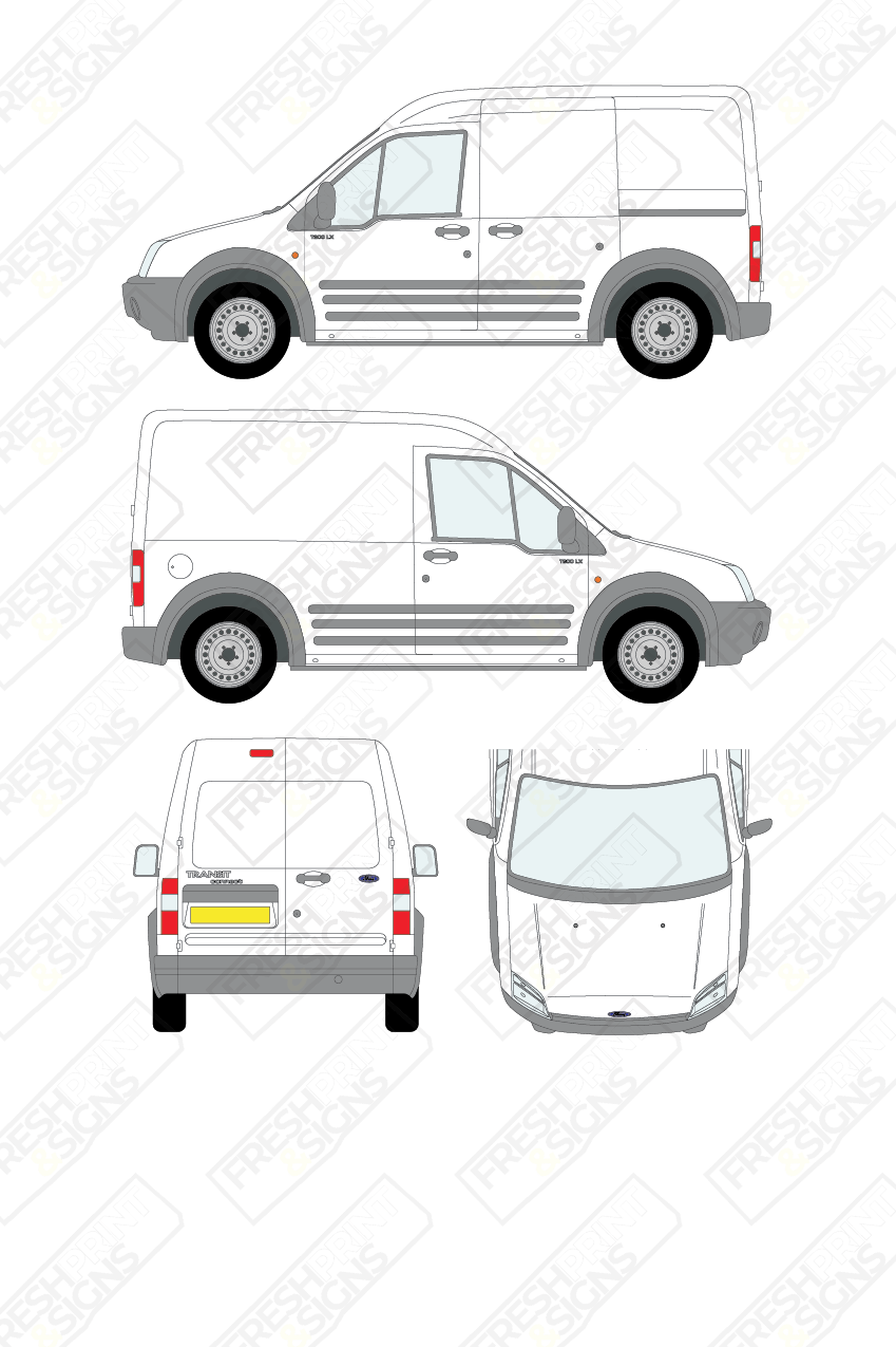 Van Graphics - Ford | Transit Connect | 2002-2009 | Long Wheelbase (L2) | Panelled Rear Doors