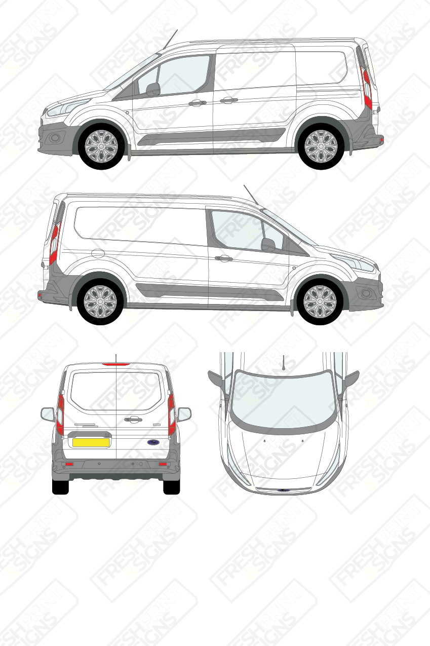 Van Graphics - Ford | Transit Connect | 2013-2018 | Long Wheelbase (L2) | Panelled Rear Doors