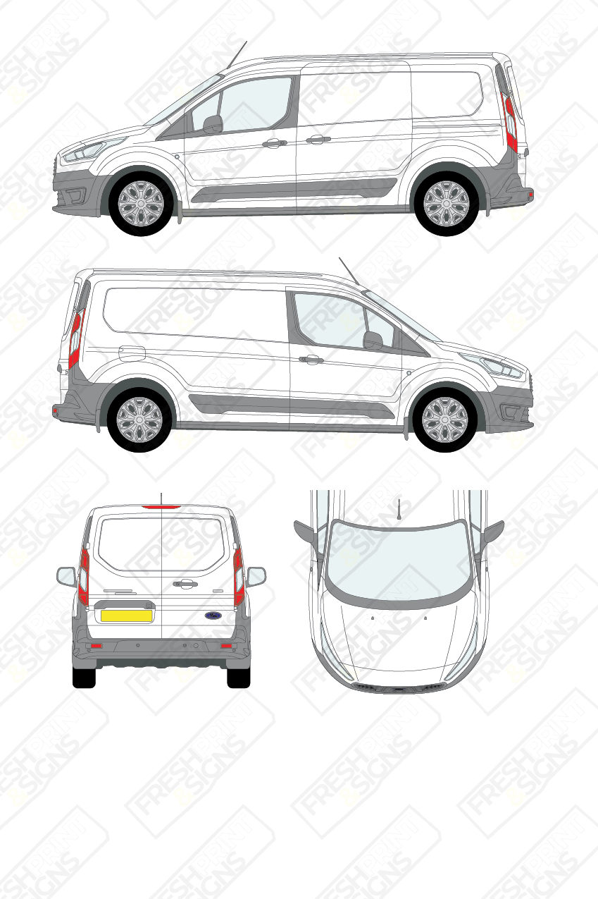 Van Graphics - Ford | Transit Connect | 2018-2024 | Long Wheelbase (L2) | Panelled Rear Doors