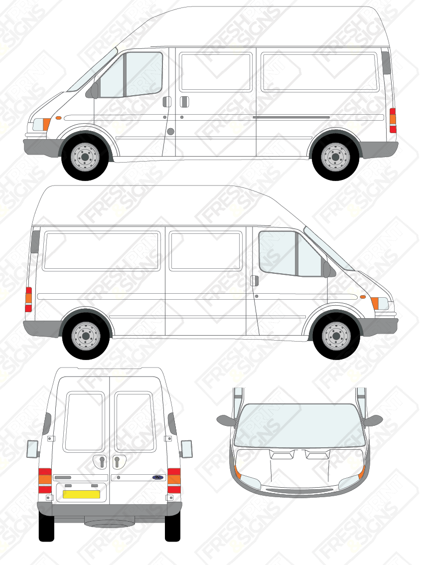 Van Graphics - Ford | Transit | 1994-1999 | Long Wheelbase (L2) | High Roof (H3) | Panelled Rear Doors