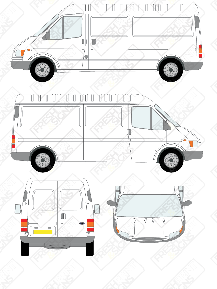 Van Graphics - Ford | Transit | 1994-1999 | Long Wheelbase (L2) | Semi-High Roof (H2) | Panelled Rear Doors