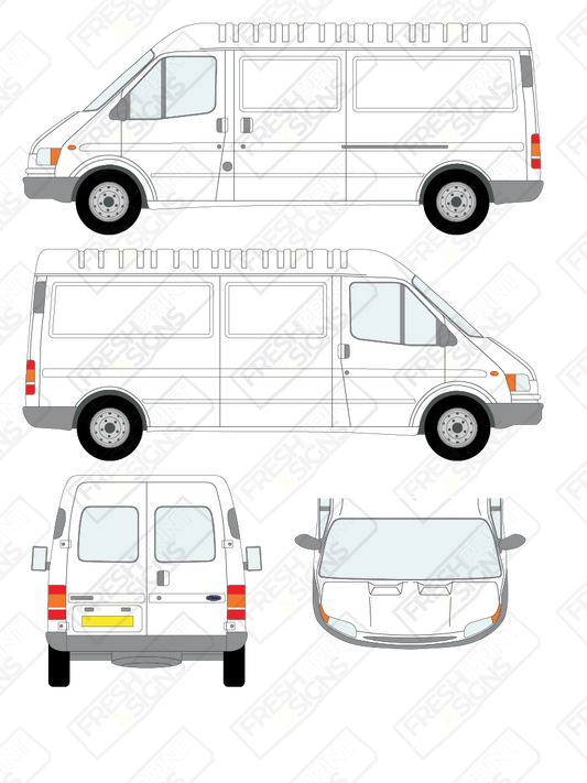 Van Graphics - Ford | Transit | 1994-1999 | Long Wheelbase (L2) | Semi-High Roof (H2) | With Rear Windows