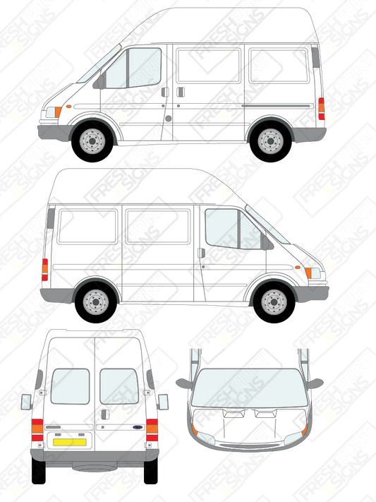 Van Graphics - Ford | Transit | 1994-1999 | Short Wheelbase (L1) | High Roof (H3) | With Rear Windows