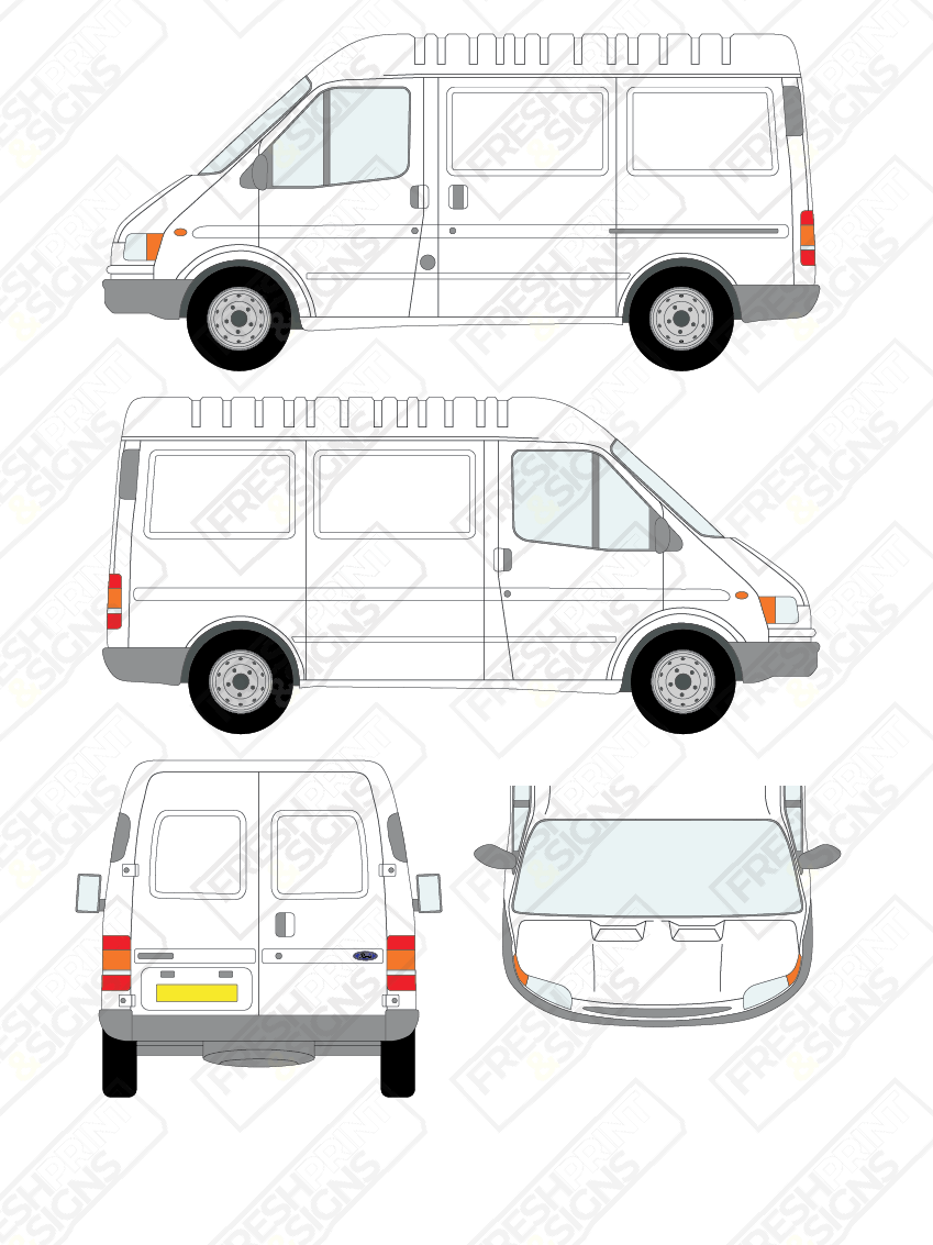 Van Graphics - Ford | Transit | 1994-1999 | Short Wheelbase (L1) | Semi-High Roof (H2) | Panelled Rear Doors