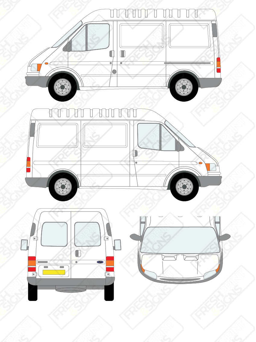 Van Graphics - Ford | Transit | 1994-1999 | Short Wheelbase (L1) | Semi-High Roof (H2) | With Rear Windows