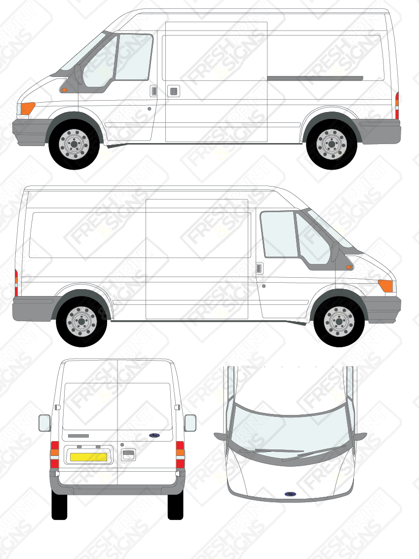 Van Graphics - Ford | Transit | 2000-2006 | Long Wheelbase (L3) | Medium Roof (H2) | Panelled Rear Doors