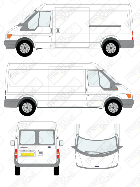 Van Graphics - Ford | Transit | 2000-2006 | Long Wheelbase (L3) | Medium Roof (H2) | With Rear Windows
