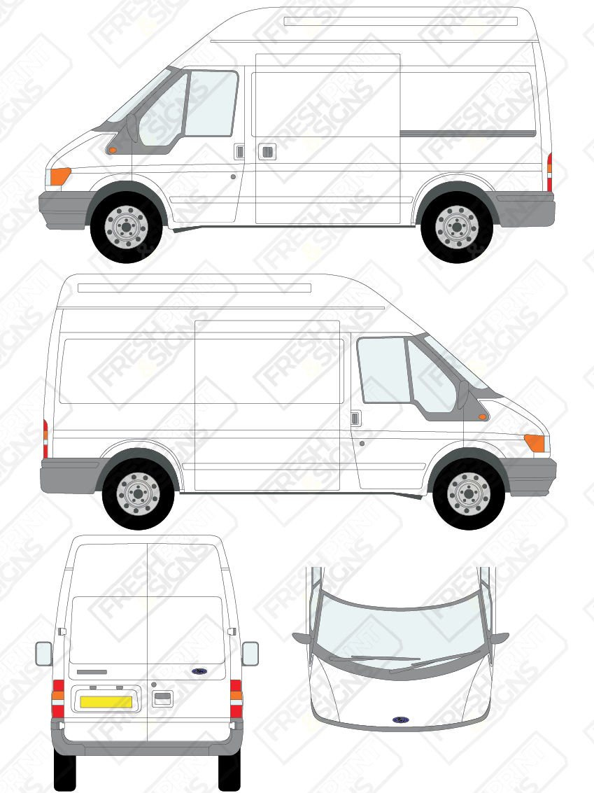 Van Graphics - Ford | Transit | 2000-2006 | Medium Wheelbase (L2) | High Roof (H3) | Panelled Rear Doors