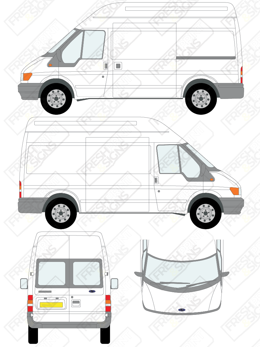 Van Graphics - Ford | Transit | 2000-2006 | Medium Wheelbase (L2) | High Roof (H3) | With Rear Windows
