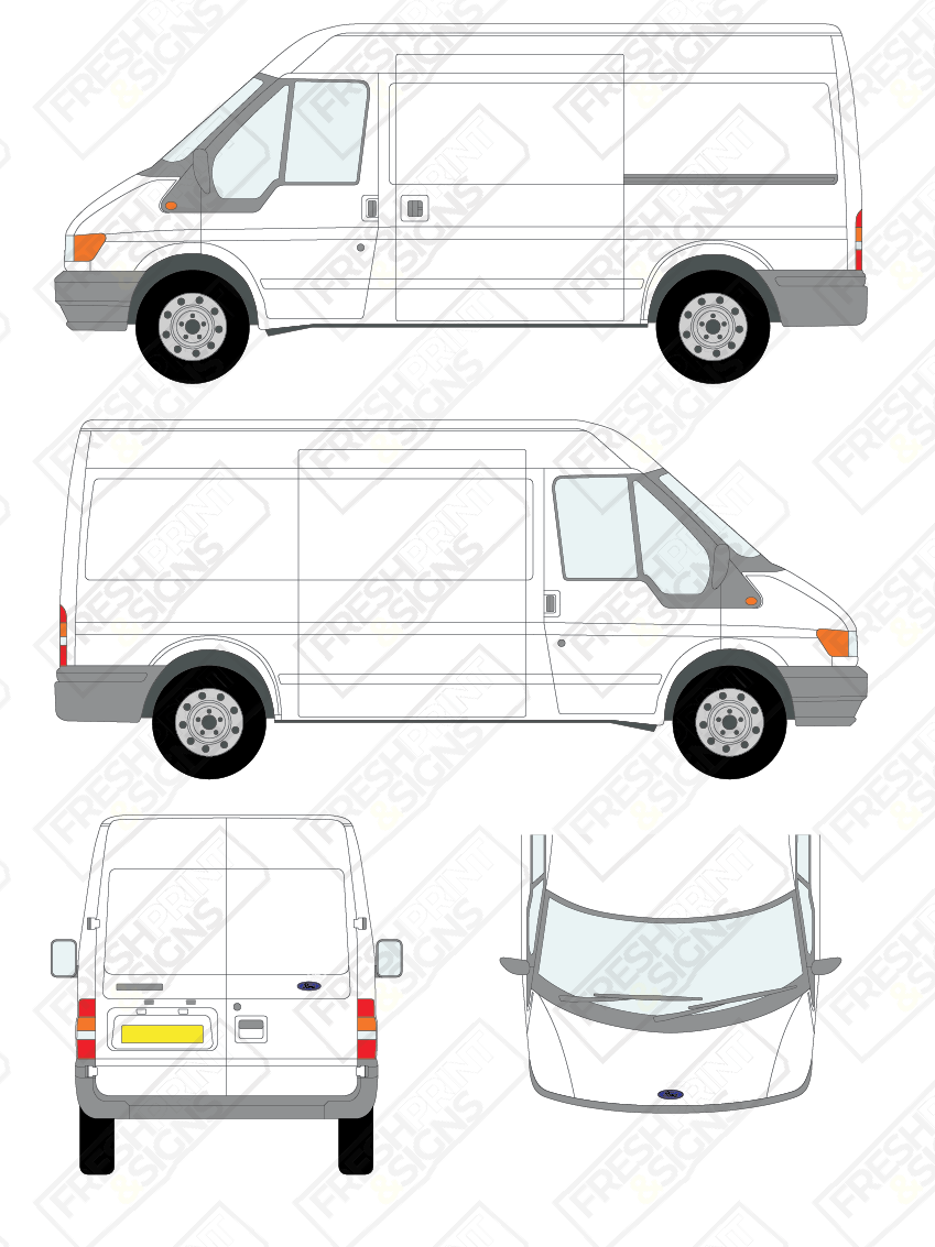 Van Graphics - Ford | Transit | 2000-2006 | Medium Wheelbase (L2) | Medium Roof (H2) | Panelled Rear Doors