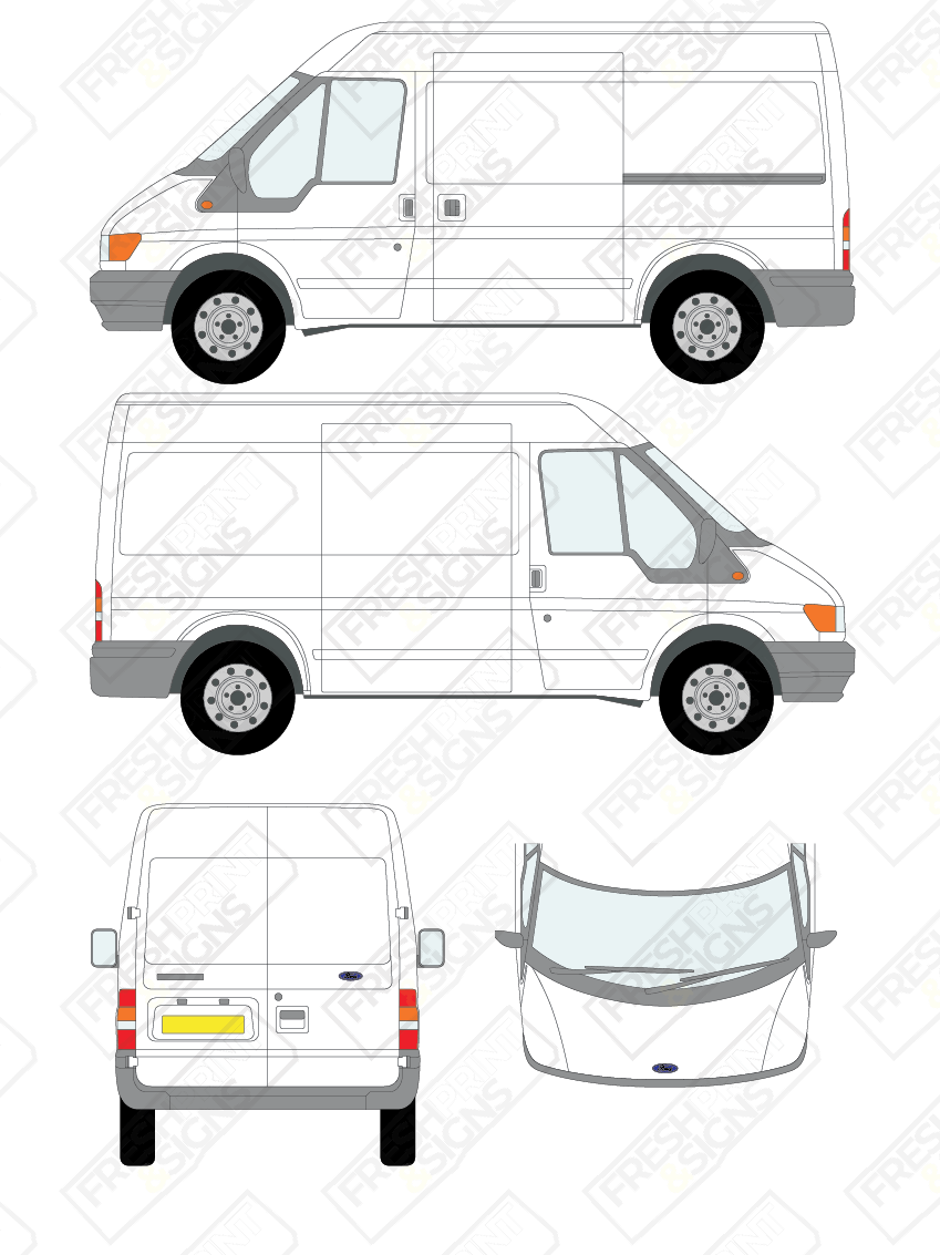 Van Graphics - Ford | Transit | 2000-2006 | Short Wheelbase (L1) | Medium Roof (H2) | Panelled Rear Doors