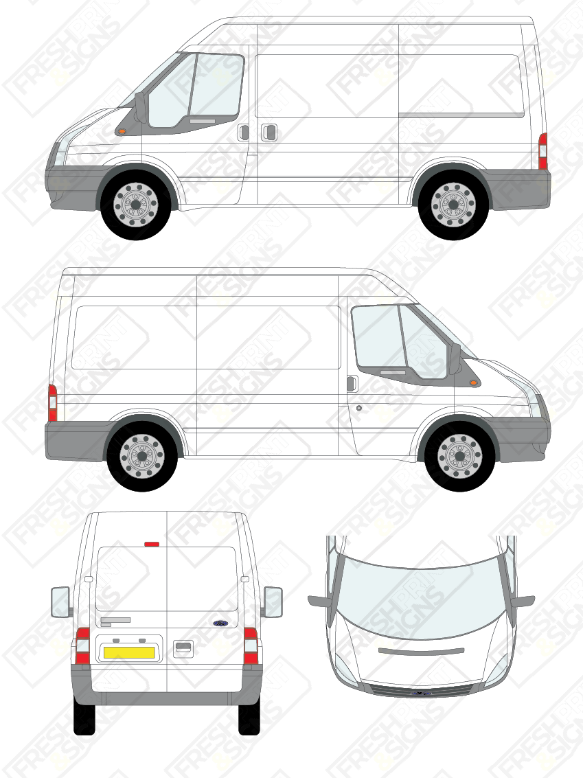 Van Graphics - Ford | Transit | 2006-2014 | Medium Wheelbase (L2) | Medium Roof (H2) | Panelled Rear Doors