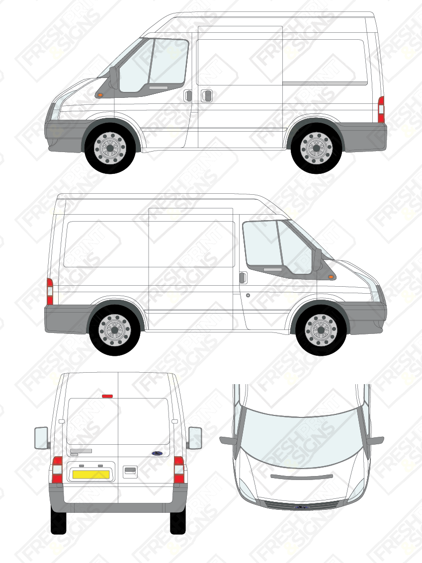 Van Graphics - Ford | Transit | 2006-2014 | Short Wheelbase (L1) | Medium Roof (H2) | Panelled Rear Doors
