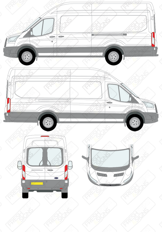 Van Graphics - Ford | Transit | 2014-2019 | Extra-Long Wheelbase (L4) | High Roof (H3) | With Rear Windows