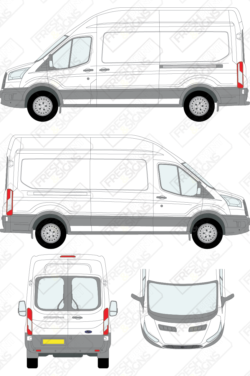 Van Graphics - Ford | Transit | 2014-2019 | Long Wheelbase (L3) | High Roof (H3) | With Rear Windows