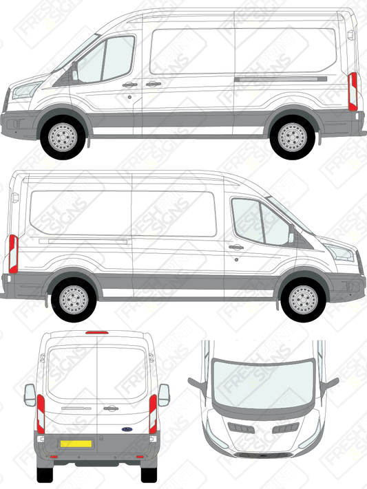 Van Graphics - Ford | Transit | 2014-2019 | Long Wheelbase (L3) | Medium Roof (H2) | Panelled Rear Doors
