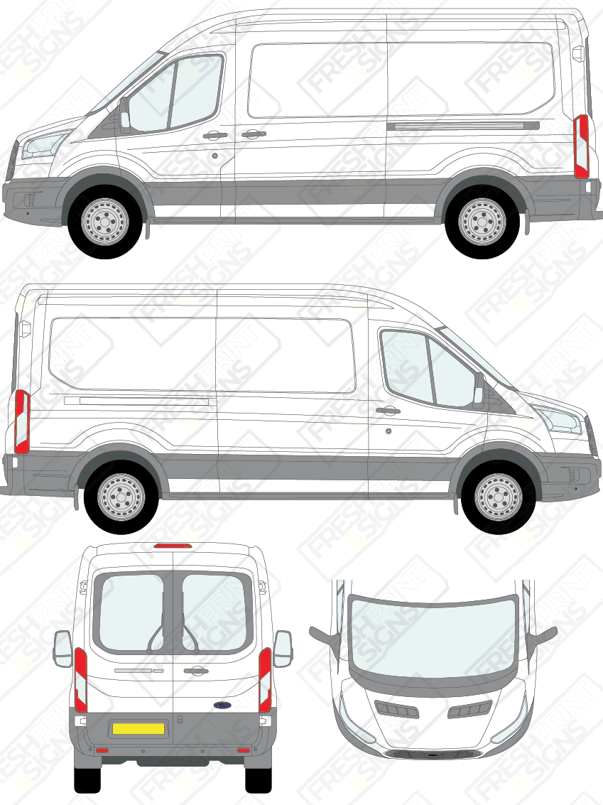 Van Graphics - Ford | Transit | 2014-2019 | Long Wheelbase (L3) | Medium Roof (H2) | With Rear Windows