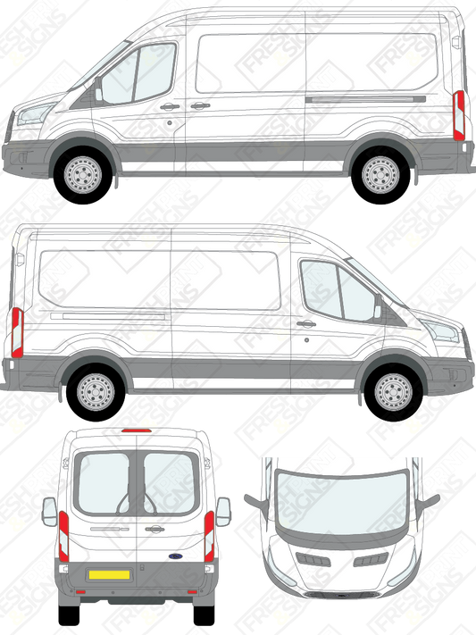 Van Graphics - Ford | Transit | 2014-2019 | Long Wheelbase (L3) | Medium Roof (H2) | With Rear Windows
