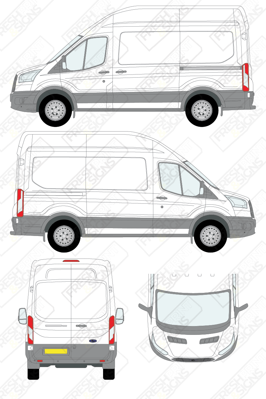 Van Graphics - Ford | Transit | 2014-2019 | Medium Wheelbase (L2) | High Roof (H3) | Panelled Rear Doors