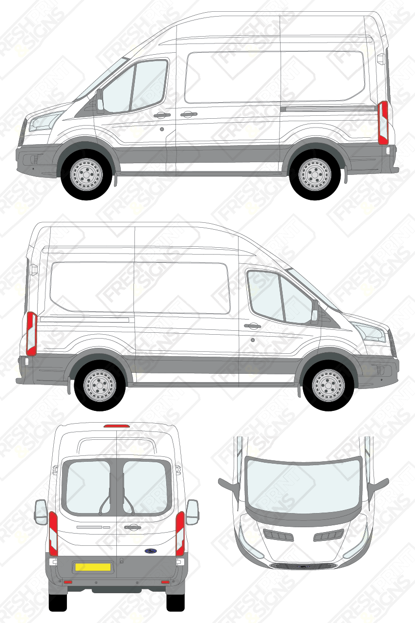 Van Graphics - Ford | Transit | 2014-2019 | Medium Wheelbase (L2) | High Roof (H3) | With Rear Windows